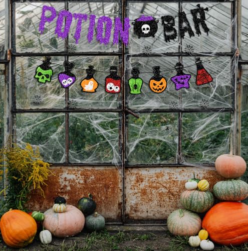 Halloween Glitter Potion Bar Banner with Potions Themed Decorations