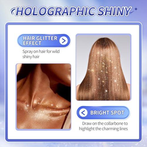 Glow Silver Body Glitter Spray - Temporary Sparkle for Hair & Skin 2.11 Fl Oz - Variation of THIS listing