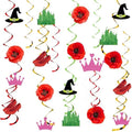 Red Poppy Flower Party Decorations Set with Ceiling Swirls and Banner