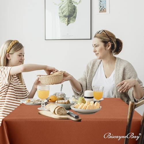 Fall Square Tablecloth 70x70 Inches - Rust Autumn Fabric for Dining & Events