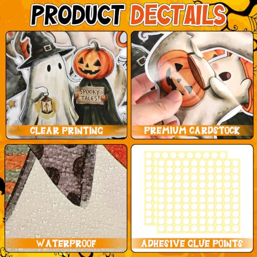 Halloween Ghost Cardboard Cutouts - 36 Pcs Party Decorations with Adhesive for Home Classroom Office - Ghost Variation