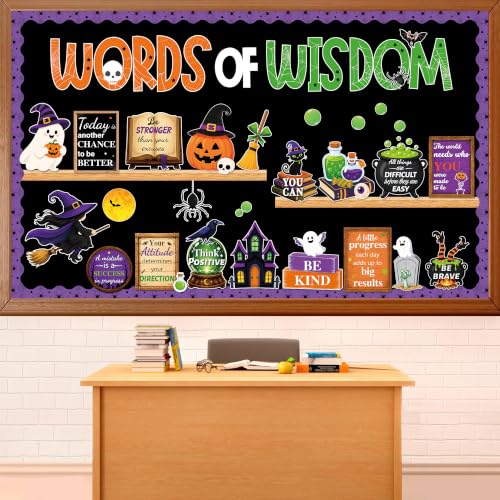 Halloween Bulletin Board Set Classroom Wall Decorations with Inspirational Quotes