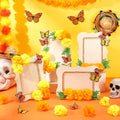 Dia De Los Muertos Picture Frames - Handmade Wooden Memorial Frames with Marigolds & Butterflies - 4 Pack, Fashion Style