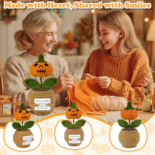 Crochet Pumpkin Planter - Funny Positive Halloween Fall Home Decor Gift