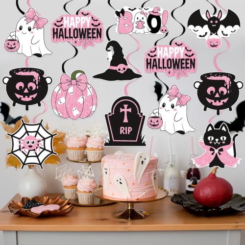 Pink Halloween Hanging Swirl Decorations - 40Pcs Party Ceiling Streamers