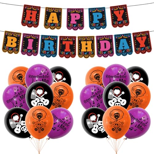 Day of the Dead Party Decorations Set with Banner Balloons Cake Toppers