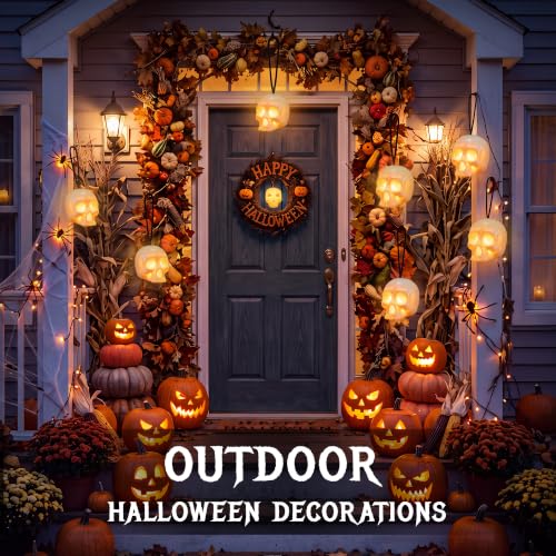 EverBrite 3-Pack Halloween Skull Lamps with Music & 5 Lighting Modes - Spooky Decor