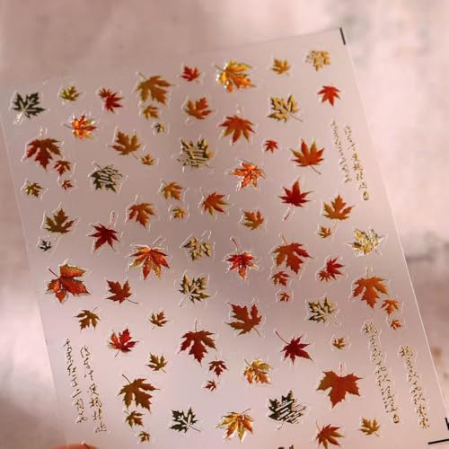 Fall Maple Leaf Nail Stickers - Autumn 5D Embossed Decals for Nails - Color06