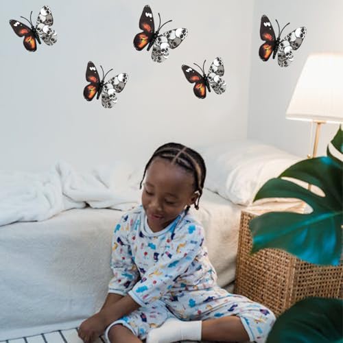 Halloween Wall Decals 12-Pack 3D Skull Butterfly Stickers for Festive Decor
