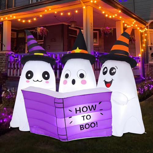 Halloween Inflatable Ghost Decor with Built-in LEDs, 5.2ft Outdoor Yard Decorations