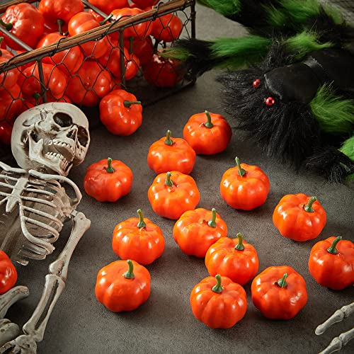 Mini Foam Pumpkins Orange - Fall Harvest Decor, 100 Pieces