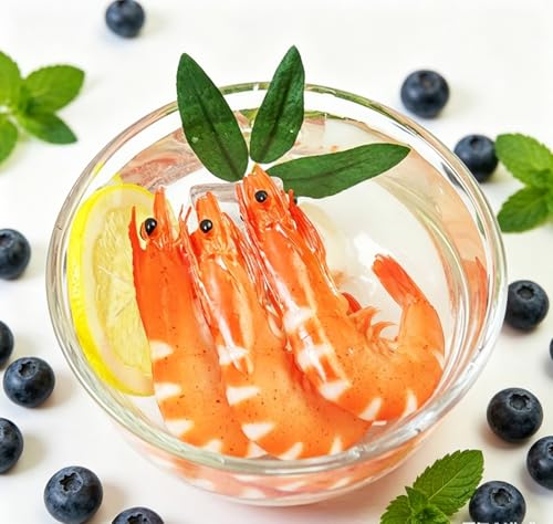 Artificial Red Shrimp Decor - 6 Pcs Realistic Seafood Model for Kitchen & Party