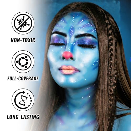 Light Blue Oil-Based Face Body Paint Stick for Halloween Makeup - Smudge Proof & Full Coverage