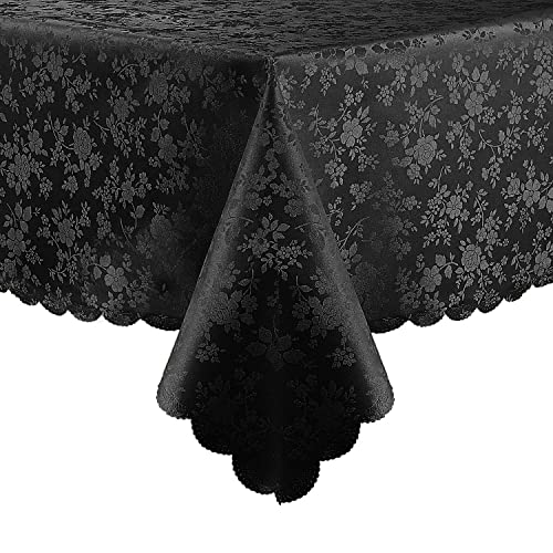 Heavy Duty Waterproof Vinyl Tablecloth - Black 52 x 70 Inch Rectangular