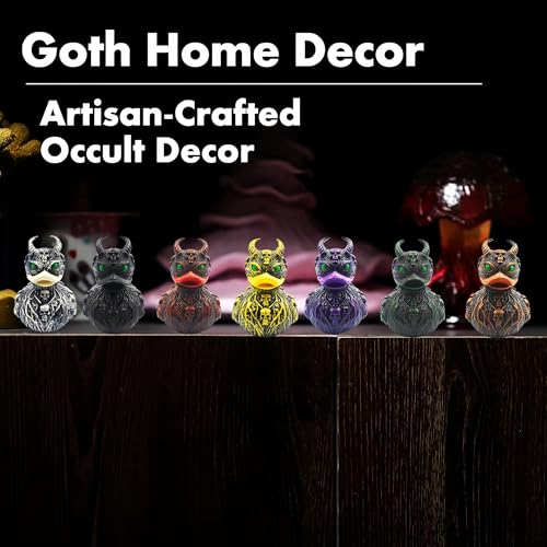 Horror Demon Skull Duck Sculpture - Red Gothic Devil Dark Car Dashboard & Home Decor - Variation 4