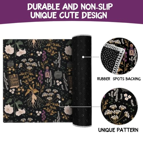 Halloween Kitchen Mat Set of 2 - Witches Garden Gothic Botanical Floor Rugs Non-Slip Washable