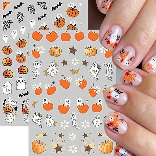 Halloween Ghost Nail Art Stickers Spooky Ghost Variation - 8 Sheets for Nails