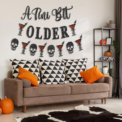 Halloween Birthday Banner with Skull & Cocktail Design - Spooky Party Decorations