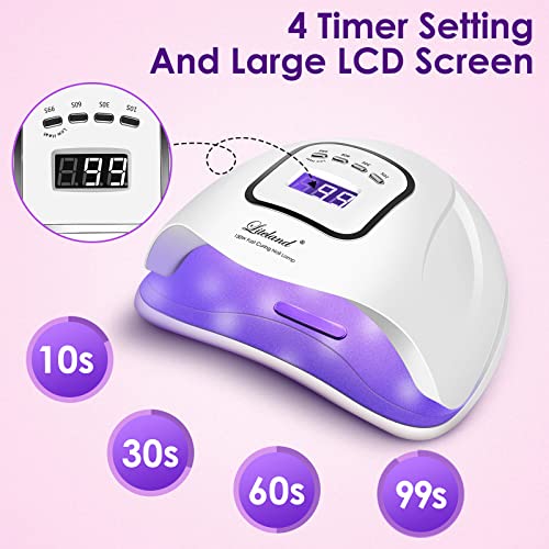 UV Gel Nail Lamp 150W LED Nail Dryer - White, Adjustable Timer & Smart Sensor