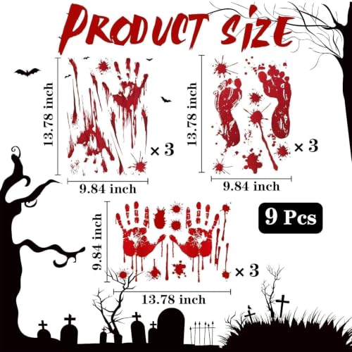 Halloween Bloody Window Stickers Set - 9 Sheets, 84 Pc Horror Decorations