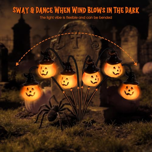 2 Pack Halloween Pumpkin Solar Lights Outdoor, Jack-o'-Lantern Decor - Variation of Pumpkin Lights / Pumpkin Lights / 2