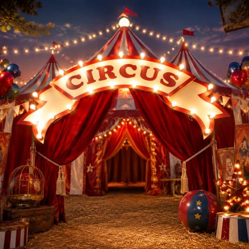Light-Up Circus Sign Carnival Entrance Decoration 39.4x19.7 Inches