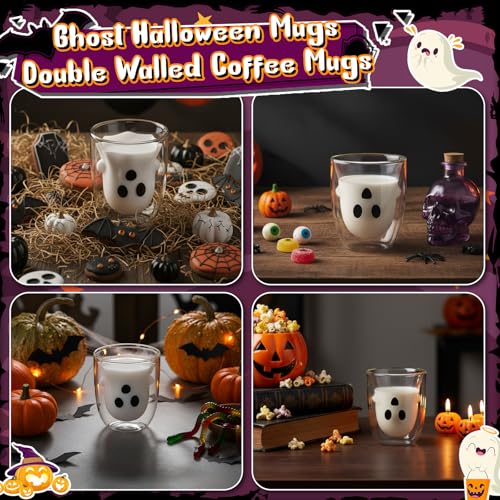 Honeydak Halloween Ghost Glass Mug 10 Oz Double Wall Clear Classic - Spooky Party Decor