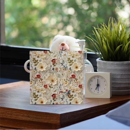 Spring Floral Bird Wooden Desk Sign - Rustic 3D-Style Home Decor - Flower Variation