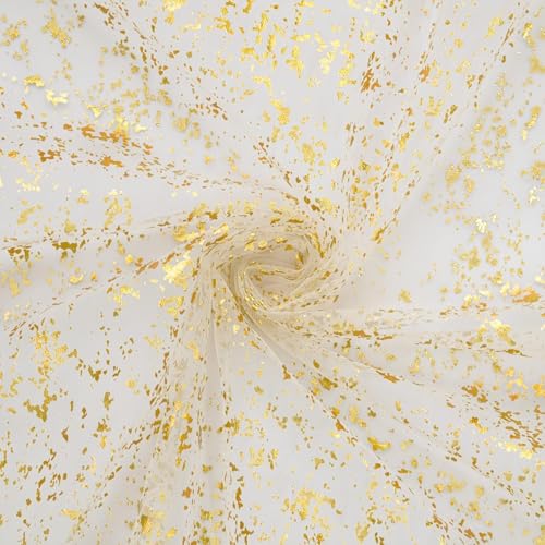 6Pcs 28x120 Inch Beige Gold Gauze Table Runner Set for Wedding & Party Decor