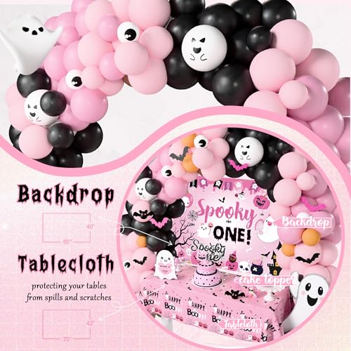 Pink Halloween First Birthday Decorations Kit for Girl | Balloon Garland, Banner & Spooky Party Supplies