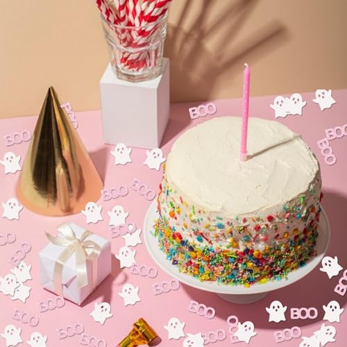 Halloween Baby Shower Confetti - Pink Ghost Party Table Decorations, 120 Pieces