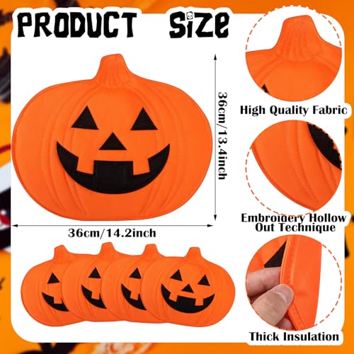 Halloween Pumpkin Placemat Set - Smile Variation, 4 Pcs Jack O Lantern Table Mats