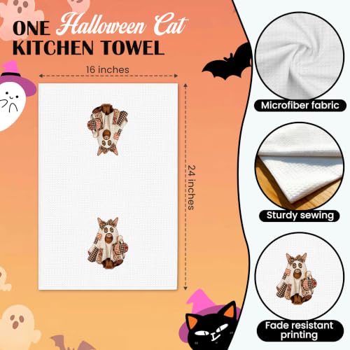 Abyssinian Ghost Halloween Hand Towel - Cat Kitchen Bathroom Decor