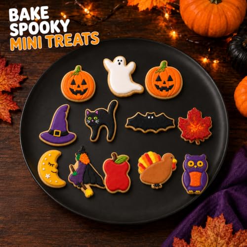 Mini Halloween Cookie Cutter Set 12PCS - Ghost, Pumpkin, Bat & More - Variation of Halloween C