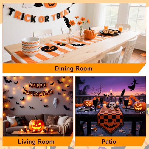 Halloween Cat Table Runner for Kitchen & Dining - Black & Orange Festive Decor