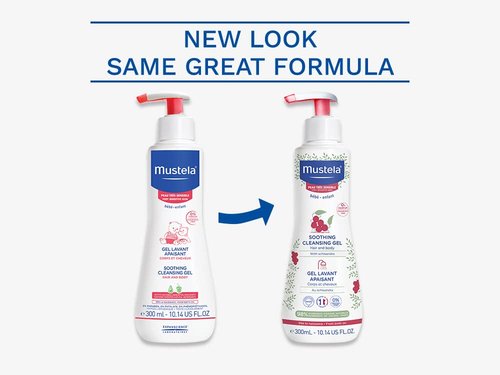 Mustela Baby Soothing Cleansing Gel - Fragrance-Free Hair & Body Wash for Sensitive Skin - 10.14 fl. oz.