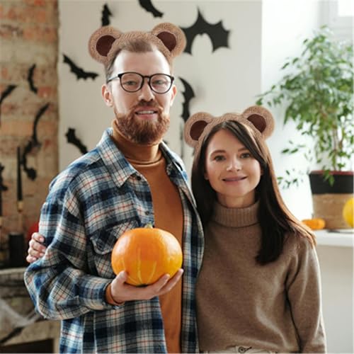 Khaki Bear Ears Headband Animal Hair Accessory for Cosplay & Party