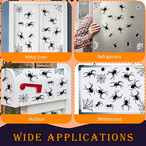 Halloween Spider Car Magnets 16 Pcs Web Decor for Fridge & Vehicle