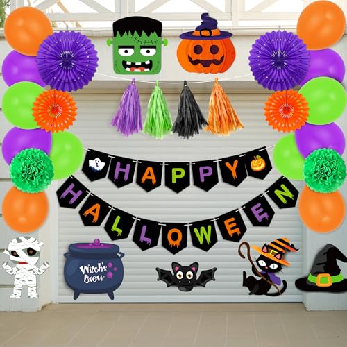 Halloween Car Decorations Kit with Banner Balloons & Tassels for SUV Truck