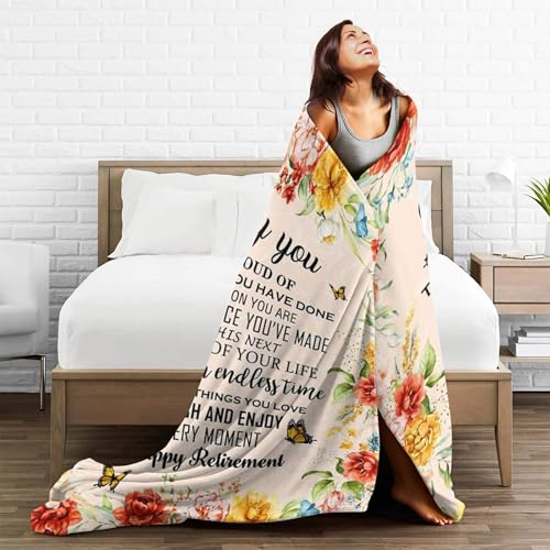 Black 50x40 Inch Retirement Gift Blanket for Women Men - Party Decor & Colleague Gift