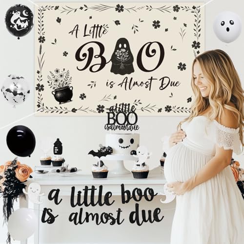 Halloween Baby Shower Decorations Set - Banner, Balloons & Backdrop for Spooky Celebration
