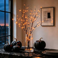 Halloween Tree Branch Lights 32in Black Twig with Orange LED Fairy Lights & Timer - Indoor Outdoor Decoration