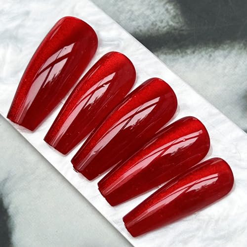 Wine Red Gradient Press On Nails Medium Coffin Fake Nails 24pcs - Variation L006