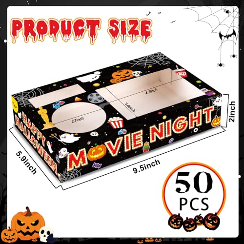 50Pcs Halloween Movie Night Snack Trays with Pumpkin Design - Party Supplies