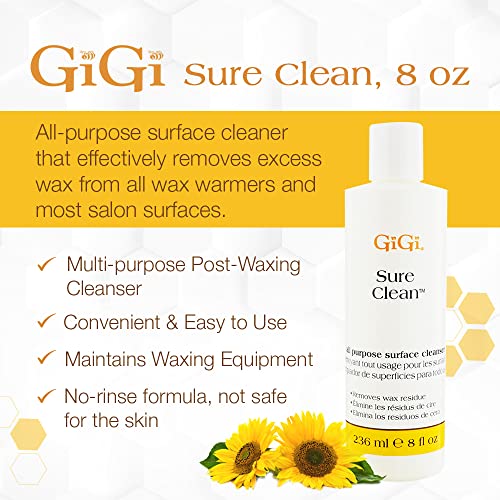 GIGI Sure Clean Wax Remover - 8 Fl Oz All-Purpose Surface Cleaner for Wax Residue