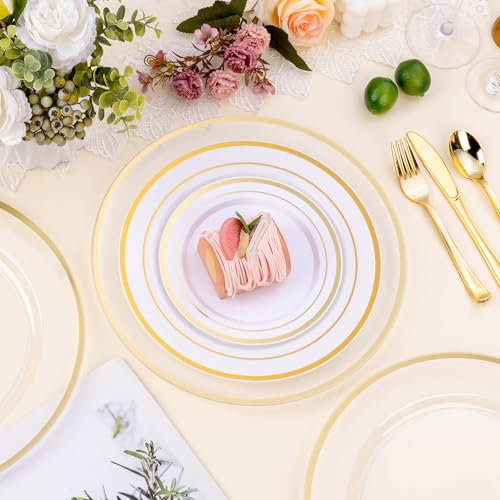 Gold Rim 12-Inch Clear Charger Plates Set of 50 for Elegant Table Settings - Beststar