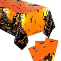 Halloween Haunted House Tablecloth Set - 3 Pcs Spooky Pumpkin Skeleton Table Covers, 54x72 Inch