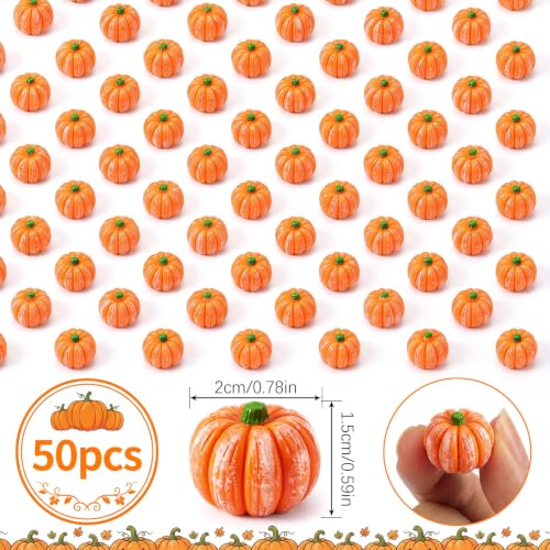 Mini Artificial Pumpkins Bulk 50 Pcs for Halloween Fall Decor Table Vase Filler