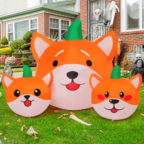 5 ft Halloween Inflatable Pumpkin Dog Outdoor Decor with LED Lights