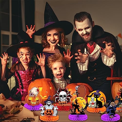 Halloween Honeycomb Centerpieces Black Orange Bloody Set - Table Decor
